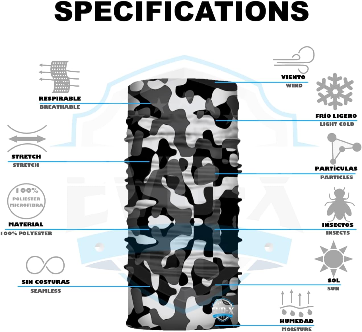 6 Pack Bandana - Seamless Headband, Unisex, Face & Neck Protection, Scarf, Neck Gaiter, UV Protection, Outdoor Sports - Image 8