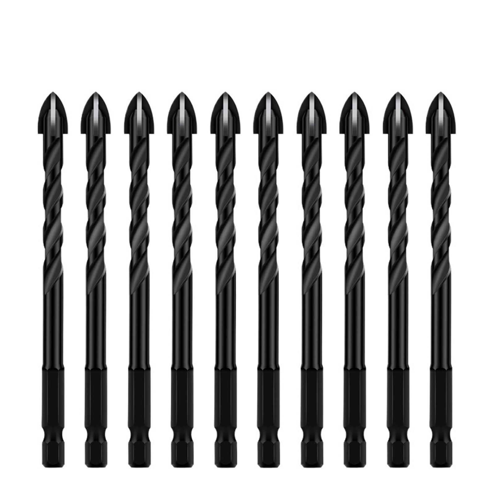 3 4 5 6 8 10 12mm Set di punte da trapano per piastrelle esagonali in lega dura di carburo di tungsteno per piastrelle di ceramica in calcestruzzo di vetro(8mm-10pcs)