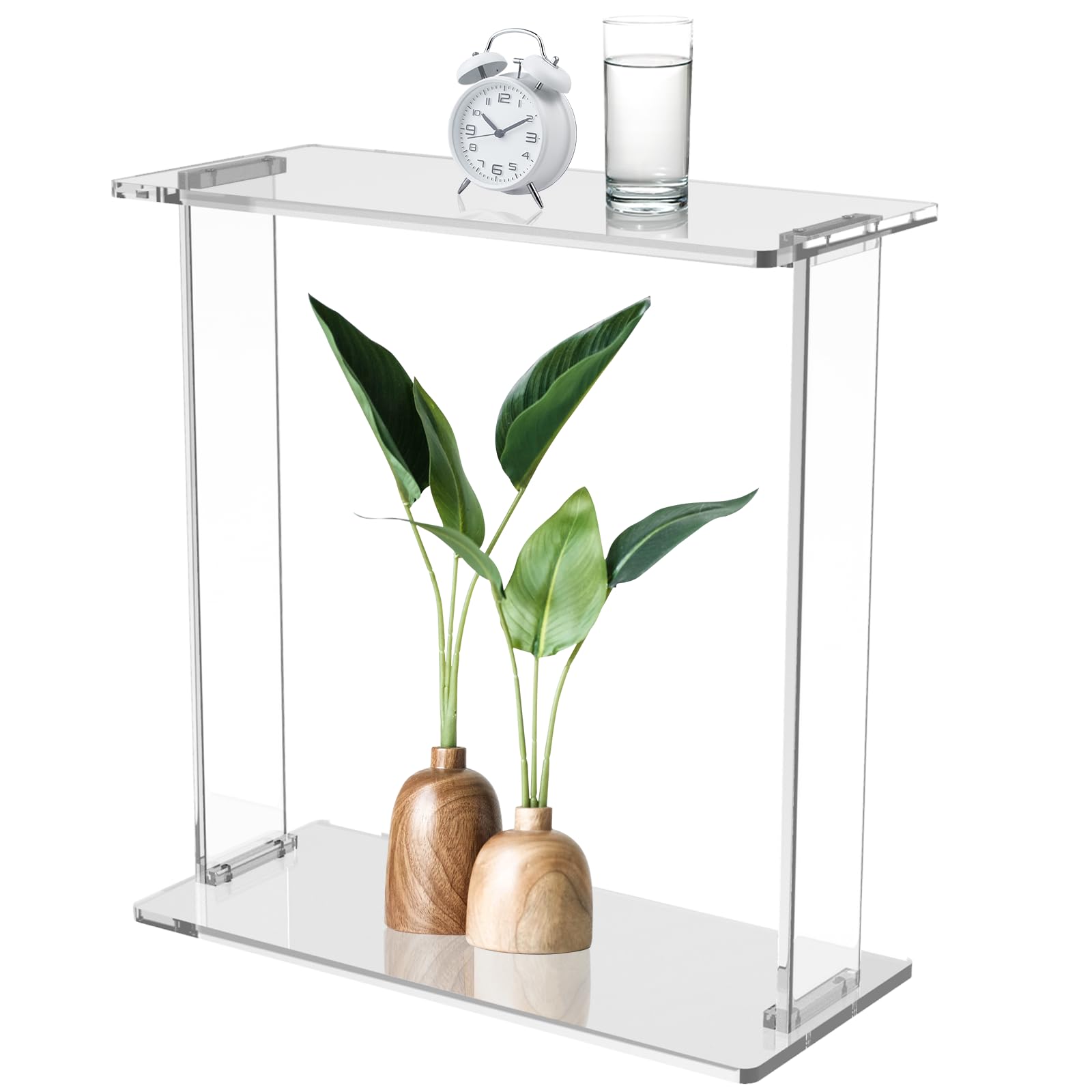 KSacry 2-Tier Small Narrow Side Table, Acrylic Side Table, Small End Tables Living Room, Slim Side Tables for Small Spaces (18”L x 7”W x 20”H