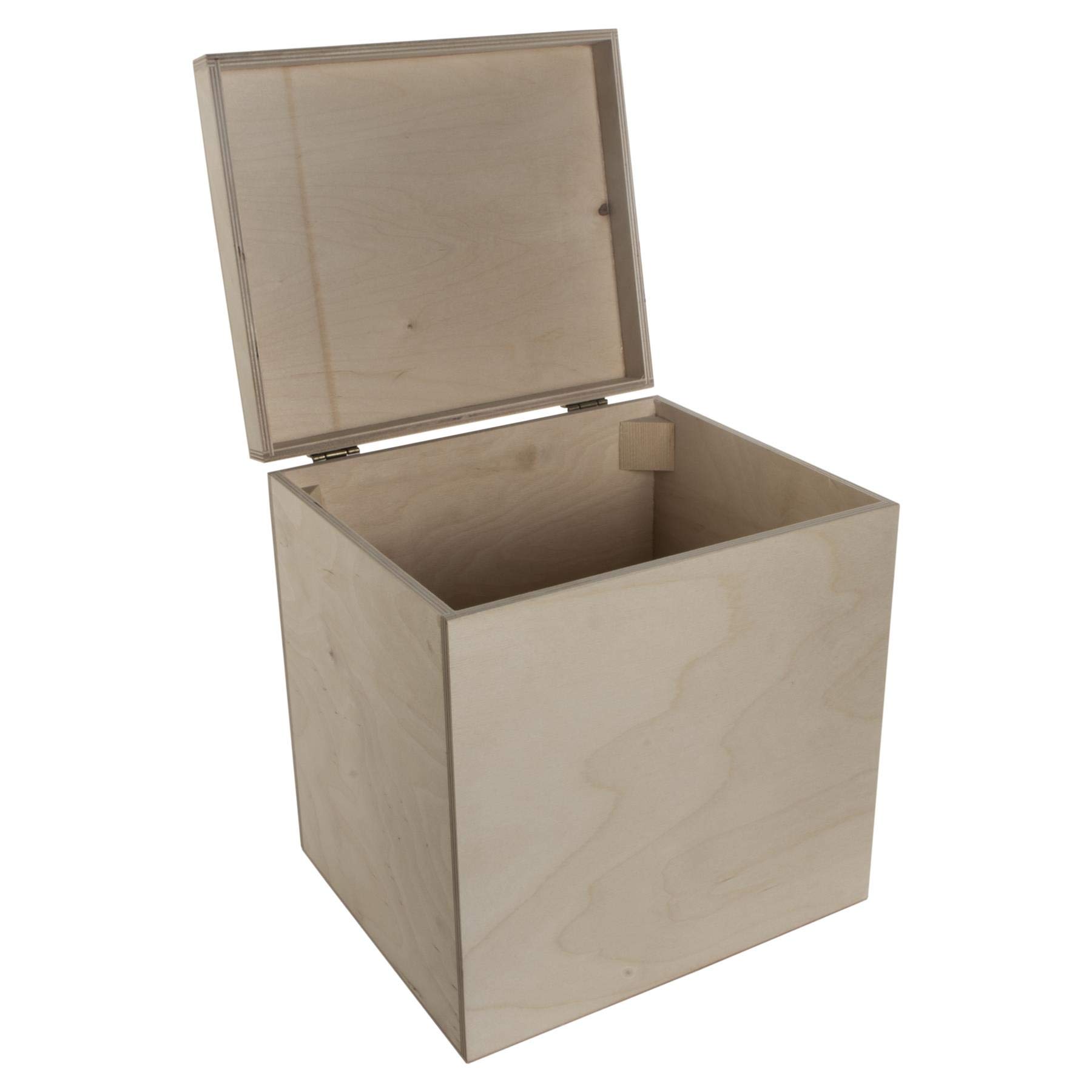 WooDeeDoo Large Deep Wooden Storage Chest with Hinged Lid – 29 x 25 x 30 cm – Unpainted Box for Keepsakes Decoration or Tall Home Storage Organisation Projects