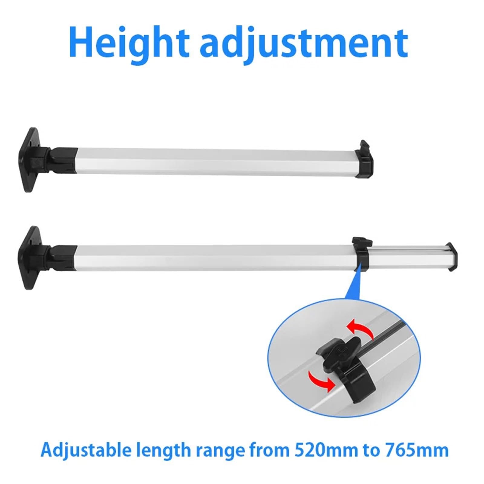 Tischbeine RV Mit Desktop Bord Abnehmbare Einstellbare Klapp Tisch Bein RV Außen Aluminium Legierung Tisch Bein Camper RV Zubehör(Black 50cm 1sticks)