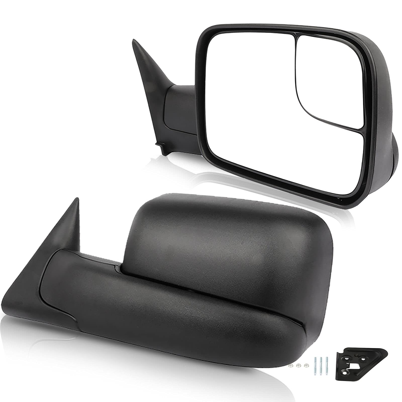 ECCPP Black Manual Adjusted Side View Mirror Tow Towing Mirrors Left & Right Pair Set Replacement fit for 94-01 Dodge Ram 1500, 94-02 Ram 2500 3500 Truck