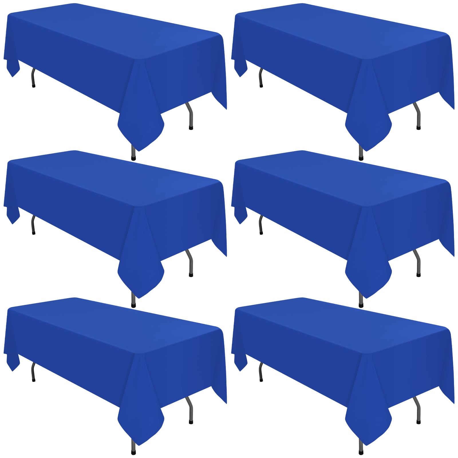 6 Pack Royal Blue Tablecloths for 6ft Rectangle Tables 60 x 102 Inch - Polyester Table Cover Stain and Wrinkle Resistant Washable Fabric Table Clothes for Wedding Party Banquet Reception RestaurantOEKO-TEX STANDARD 100