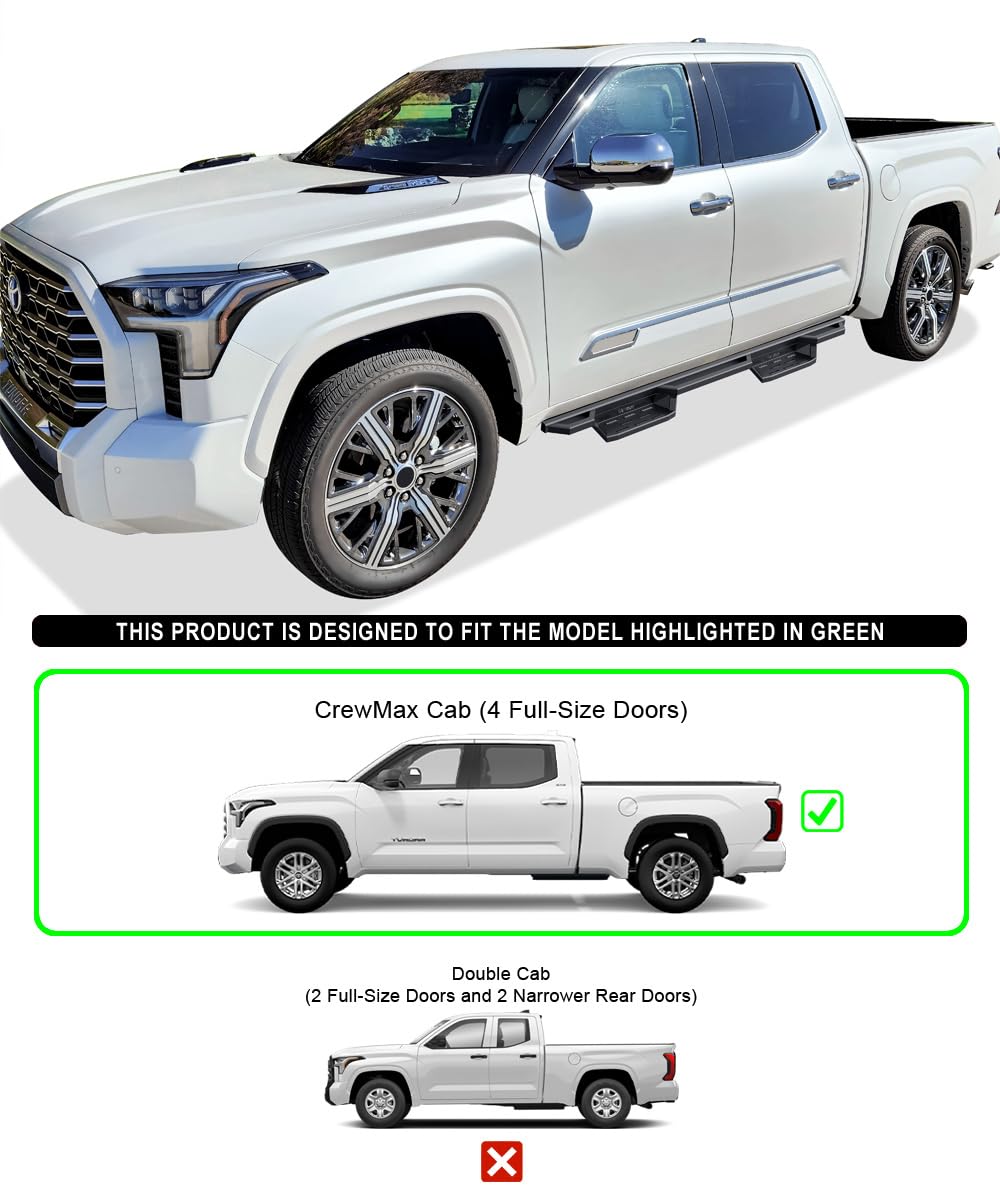 APS 304 Stainless Steel Pocket Steps Running Boards Side Bars Compatible with Toyota Tundra 2022-2025 CrewMax