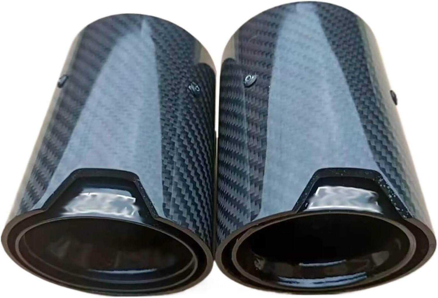 1ペア 車改造用排気口 テールスロート ステンレススチール カーボンファイバー排気口 マットカーボンファイバーマフラーチップ付き(1