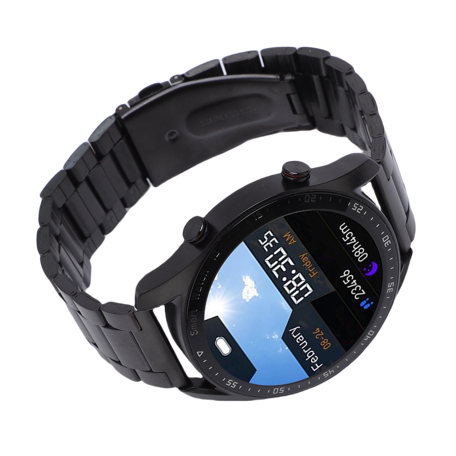 ASHATA Inteligentny Zegarek, Business Watch Professional Watch z 1.5 Cali Pełny Ekran Dotykowy 4 Twarze Zegarków BT Call Powiadomienia Fitness Tracker dla Mężczyzn Kobiety