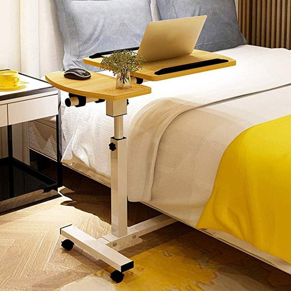 Mesa Auxiliar para sofá con Ruedas y Altura Ajustable, Escritorio portátil para portátil para Cama, Uso médico, hospitalario y doméstico, con portavasos, para estudiar, Leer y Toma