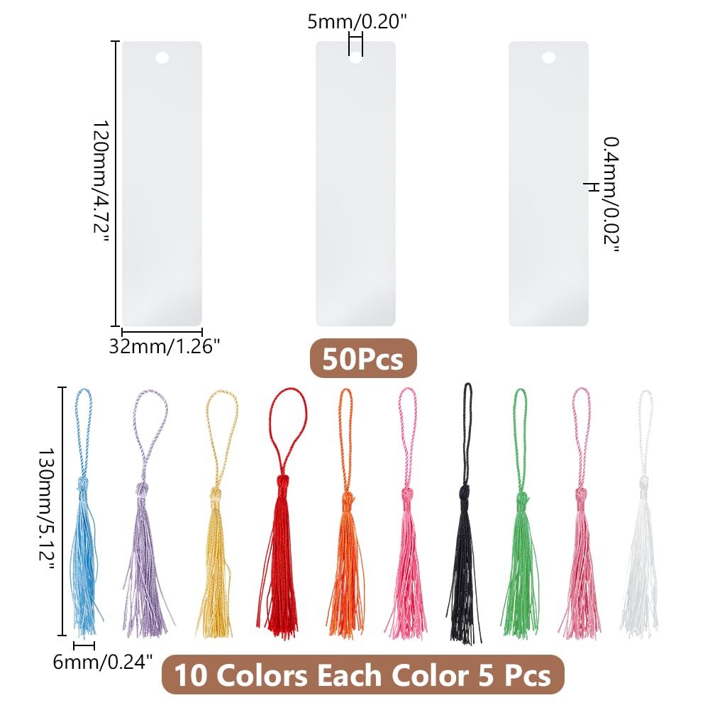 Qaautor 50 Pièces Marque-Page Sublimation Vierge En Aluminium Avec Pompons Colorés