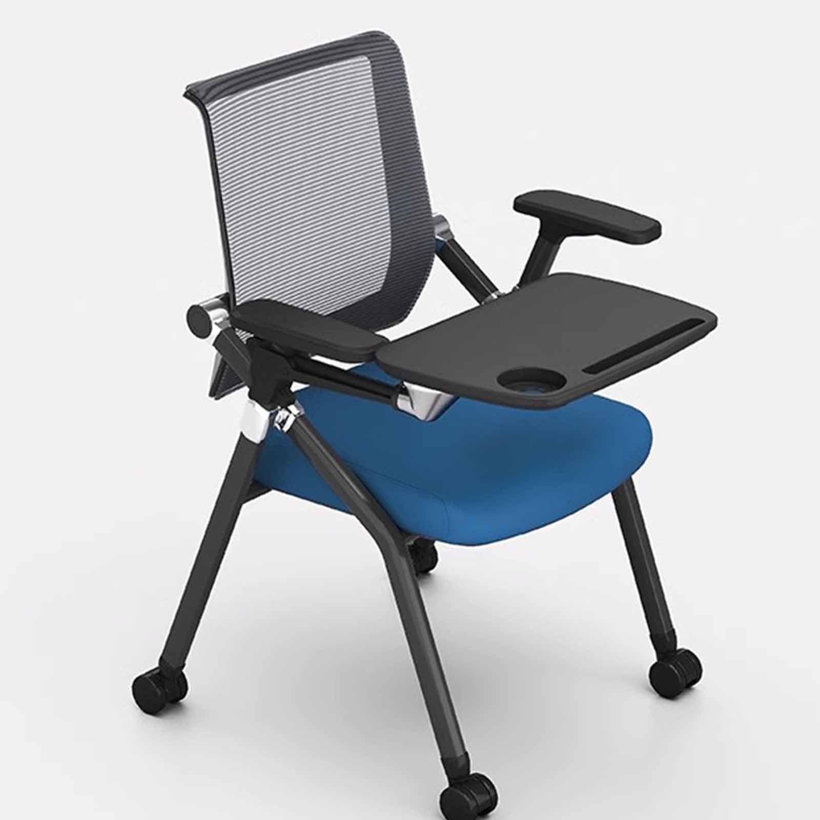 Training Chair With Table Foldable Office Chair Backrest Chair Training Institution Chair Company Conference Chair(Blue,B)