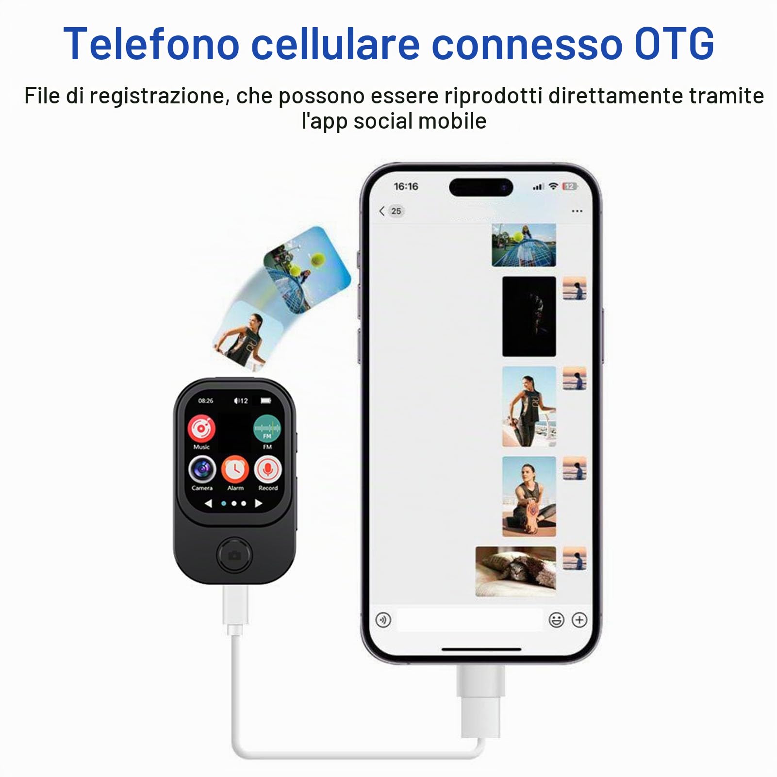 Denash Player MP3 con Bluetooth e WiFi, Lettore MP3 Portatile con Fotocamera, Altoparlante HiFi, Lettori di Musica Touch Screen 2.01 con Emetti (32 g di Piccoli schede di Memoria)