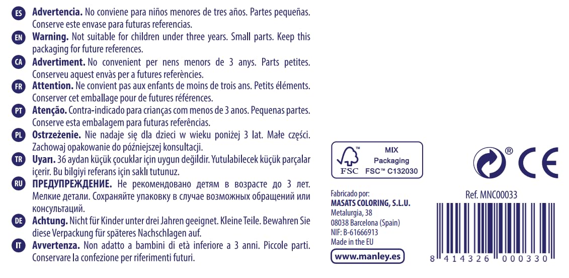 Manley 136118 - pudełko 10 kredek woskowych, różne kolory