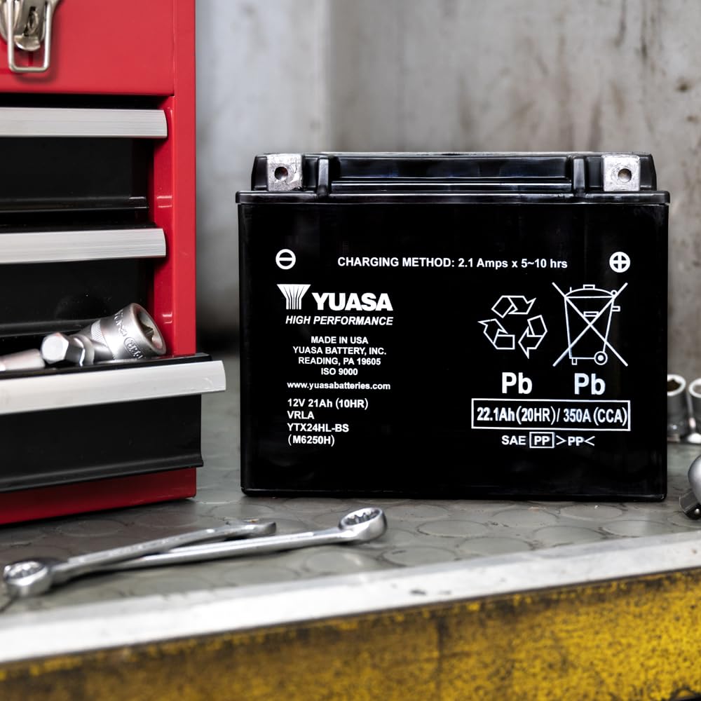 Yuasa YTX24HL Batterie de moto AGM VRLA 12 V 350 CCA haute performance sans entretien