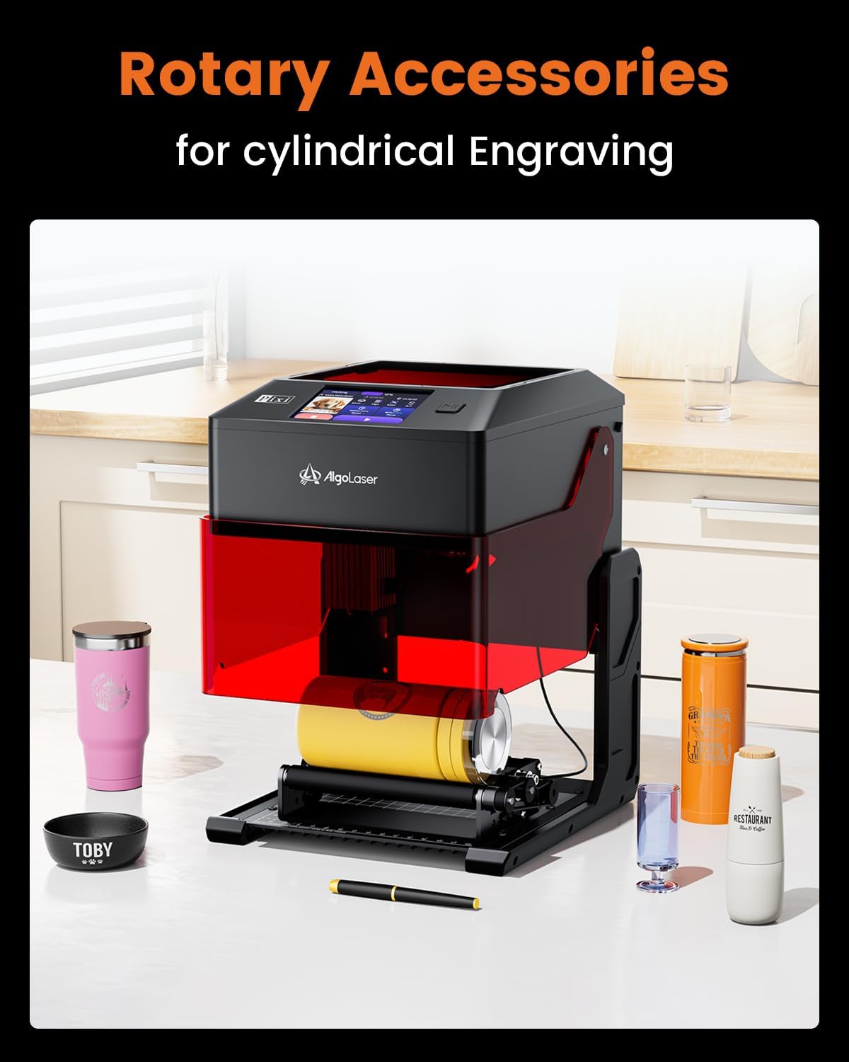 AlgoLaser Pixi Smart Laser Engraver - 10W Portable Laser Engraver Machine with 3.5" Touchscreen & AlgoOS System & APP - Laser Engraving for Wood, Acrylic, Glass, Beginner & DIY Gift & Small Business