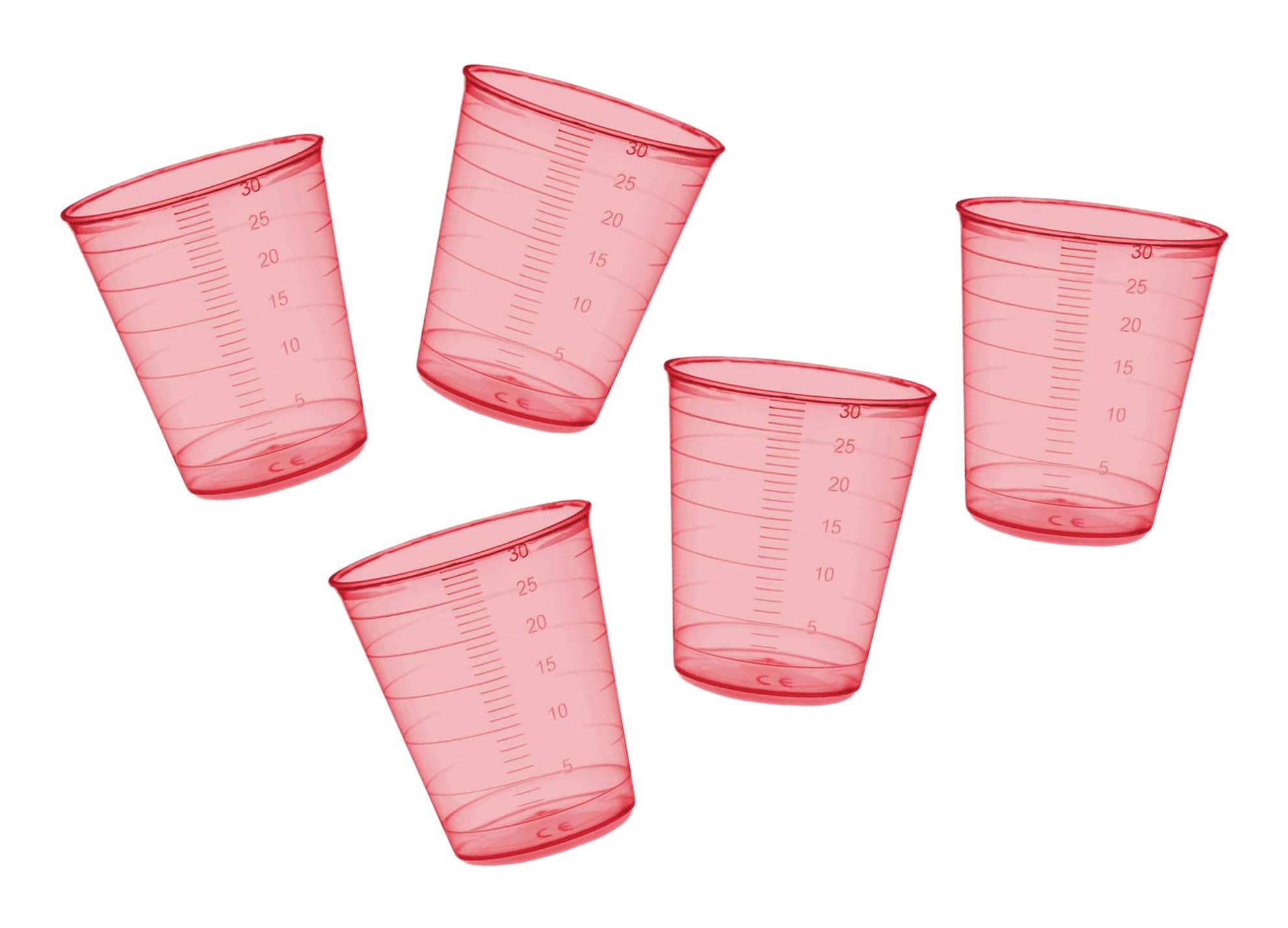 Gobelets doseurs 30 ml rouge PP : Pack de 160 verres de mesure durables