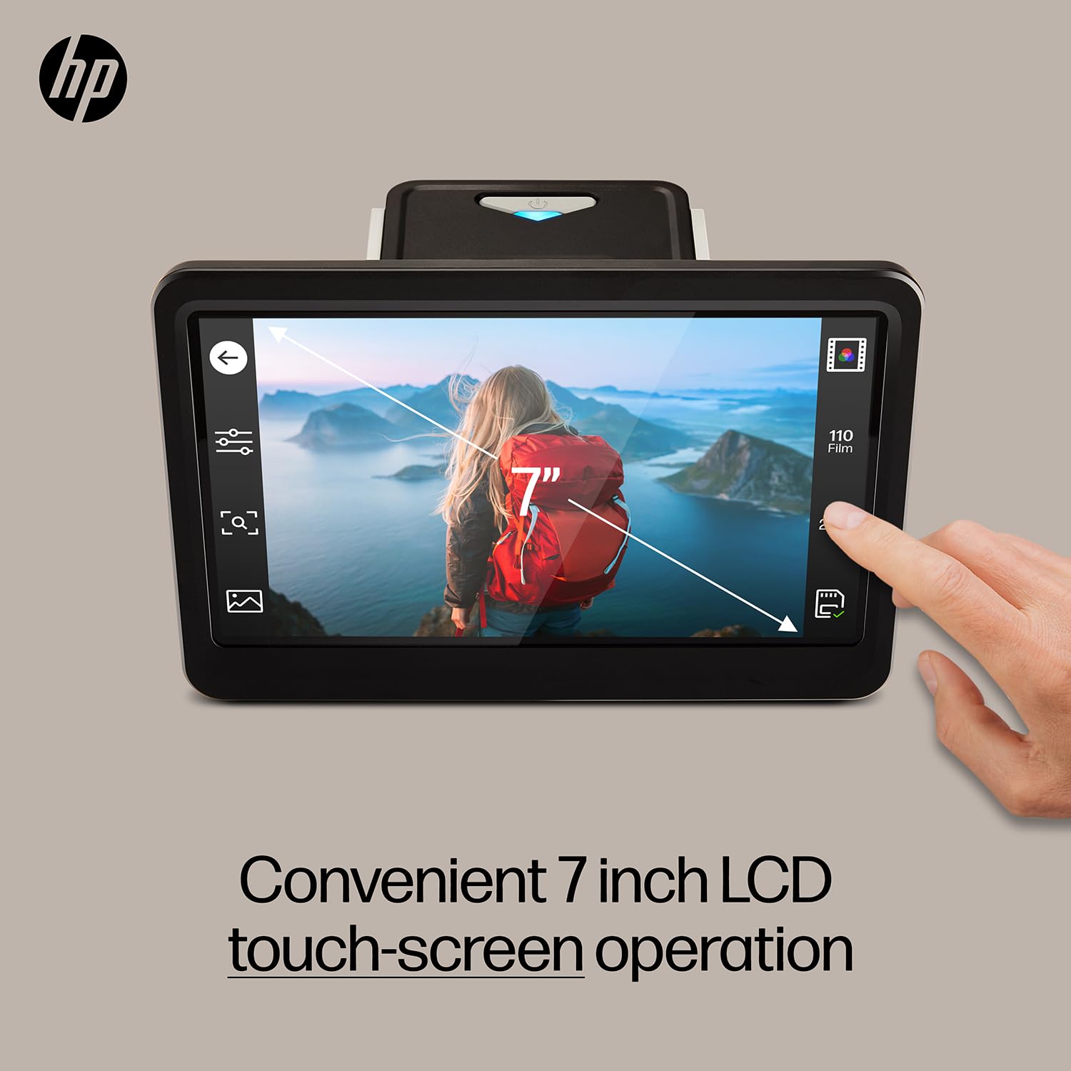 HP FilmScan Touch Screen Film & Slide Scanner Digitizer with 7” Adjustable LCD Screen, Quickly Convert Negatives & Slides to Digital 22MP JPEG Photos, Compatible with 135, 126 and 110 Film & Slides — view 2