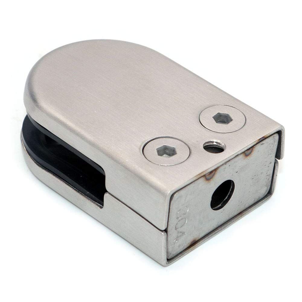 NUZAMAS - Kit di 8 supporti per vetro, adatti per pannelli da 10 a 12 mm, finitura satinata, staffa in vetro regolabile con retro piatto per balaustre per scale e recinzioni per piscine