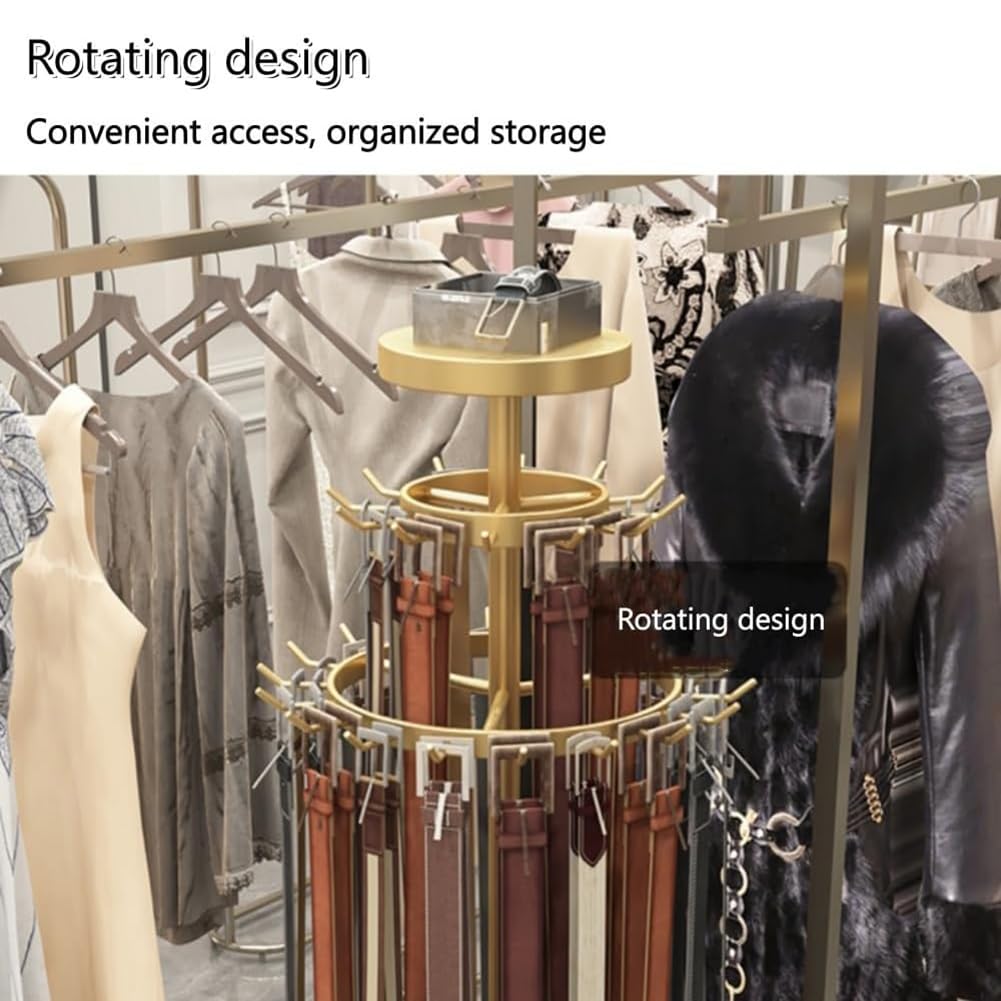 Drehbarer Gürtelständer, robuster Gürtelaufhänger, Schal- und Geldbörsenregal, Krawatten- und Handtaschenhalter für Einzelhandel, Schwarz