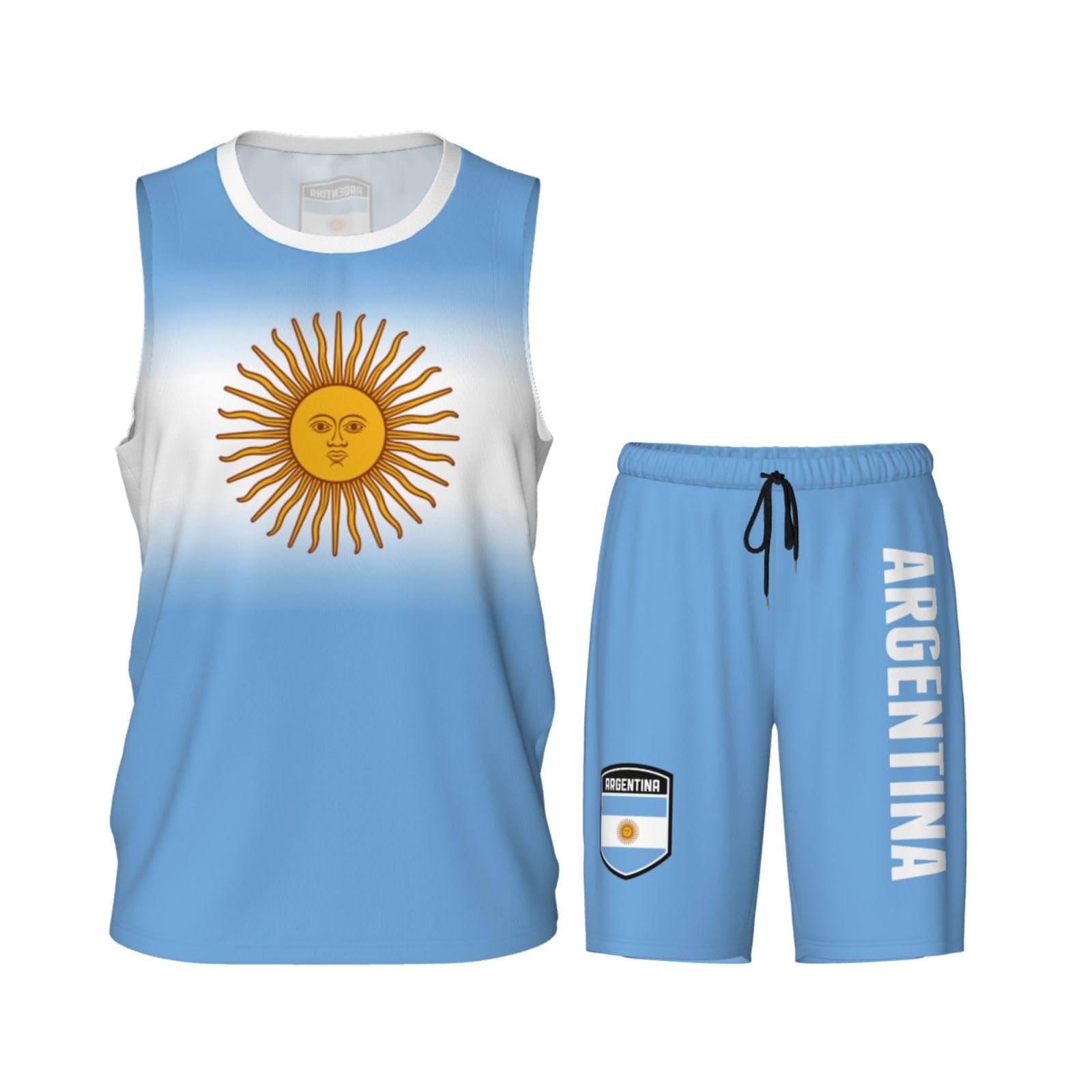 DABOYOZHZH Argentina Flag Basketball Uniform Suit for Men Team Training Athletic Gradient Jersey