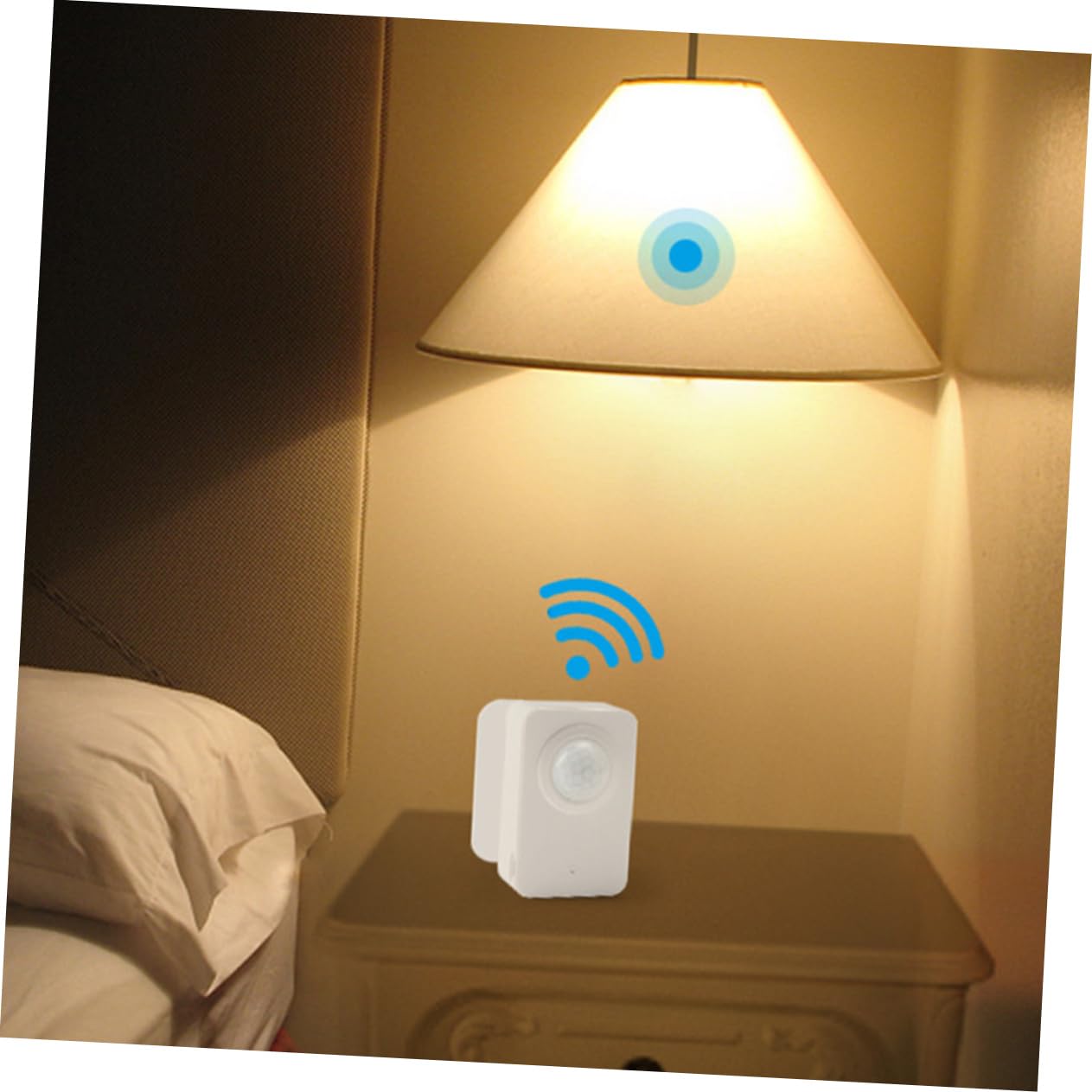 Intelligenter Pir Bewegungsmelder WiFi, Kabelloser Sensor aus Abs | Bewegungserkennung für Menschen und Tiere, Weißes Gehäuse, Einsatz an Tür und Zuhause