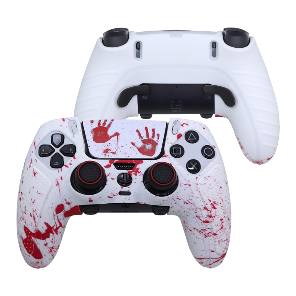 IVYUEEN for PlayStation 5 PS5 Edge Controller Graffiti Blood Anti-Slip Protective Skin Cover, Silicone Case for DualSense Edge Controller Grip with Touch Pad Sticker Accessories