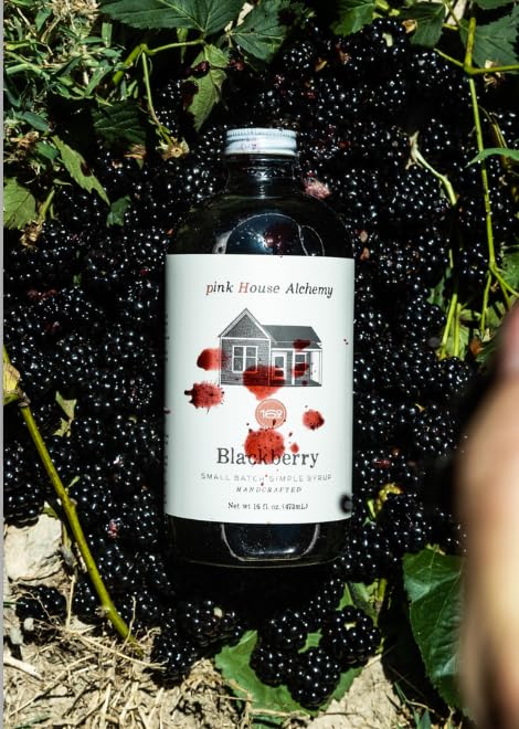 Image of Pink House Alchemy Blackberry Simple Syrup, 16 oz, Handcrafted, All-Natural | Mixer for Coffee, Cocktails, Soda, Lemonade, Tea & Baking, Gluten-Free, Non-GMO, Vegan, Small Batch