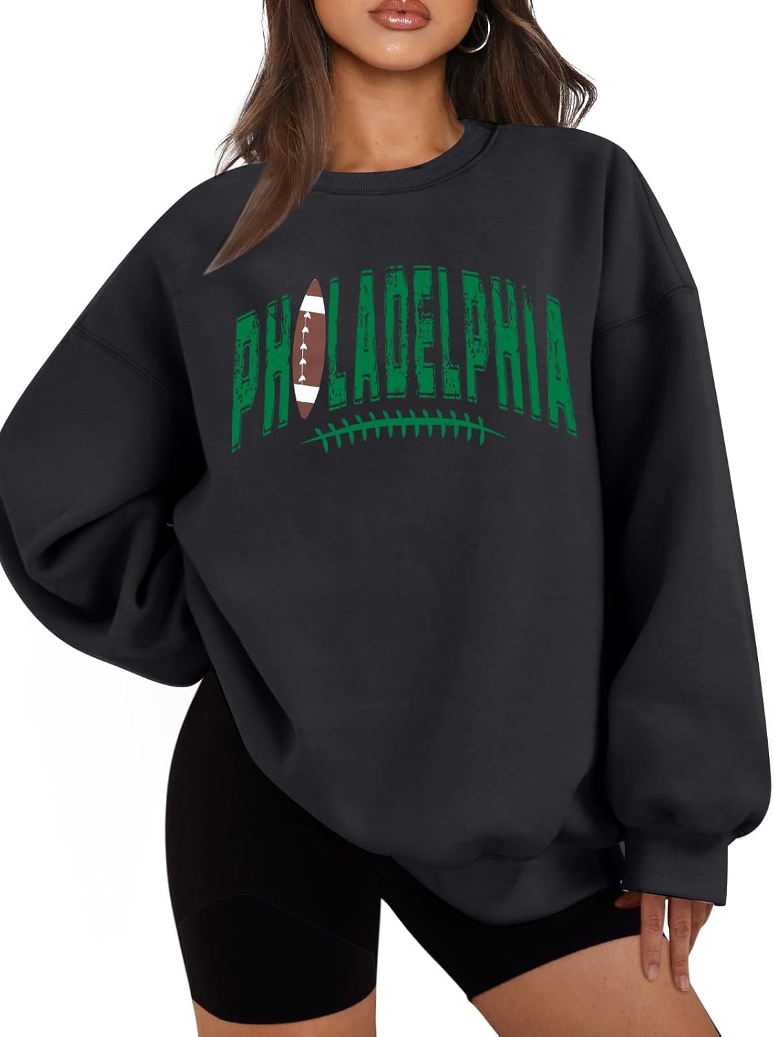 SFHFY Football Sweatshirt Women: Oversized Game Day Lightweight Shirt Football Team Fan Pullover Rugby Top