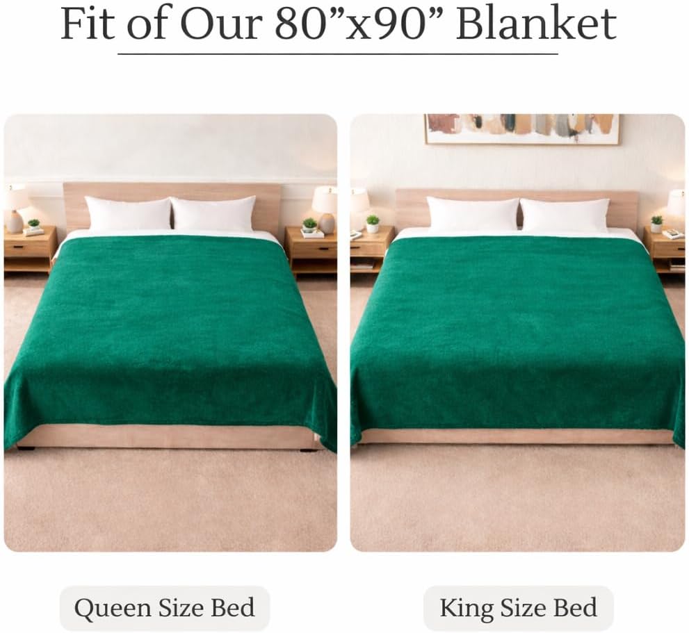 Waterproof Blanket for Bed Intimacy (90"x 80" King Size) Reversible Fleece | Sherpa, Love Blanket, Water Proof TPU Stain Proof Couch Furniture Mattress Winter Large Dog Bed Cover - Green - Image 4