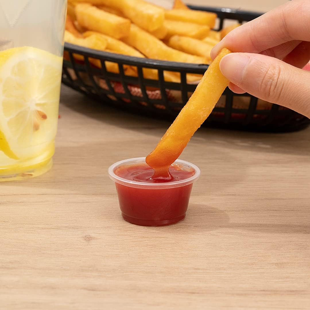 Restaurantware RW Base 0.8 Ounce Sauce Cups 2000 Microwave-Safe Condiment Cups - Crack-Resistant Disposable Black Plastic Portion Cups For Samples Sauces Or Toppings Lids Sold Separately