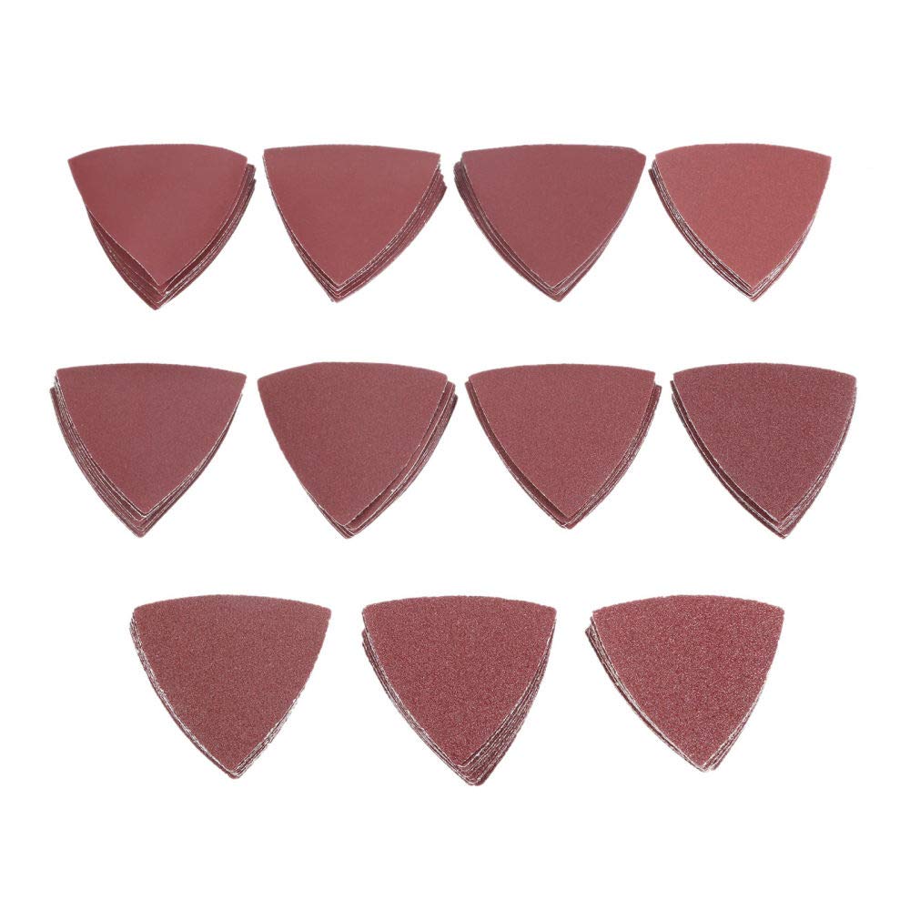 Mouse Detail Sander Pads, 10Pcs 40-800 Grits 80mm Triangle Sand Paper Sanding Sheets Discs Pads Sandpaper Hook Loop