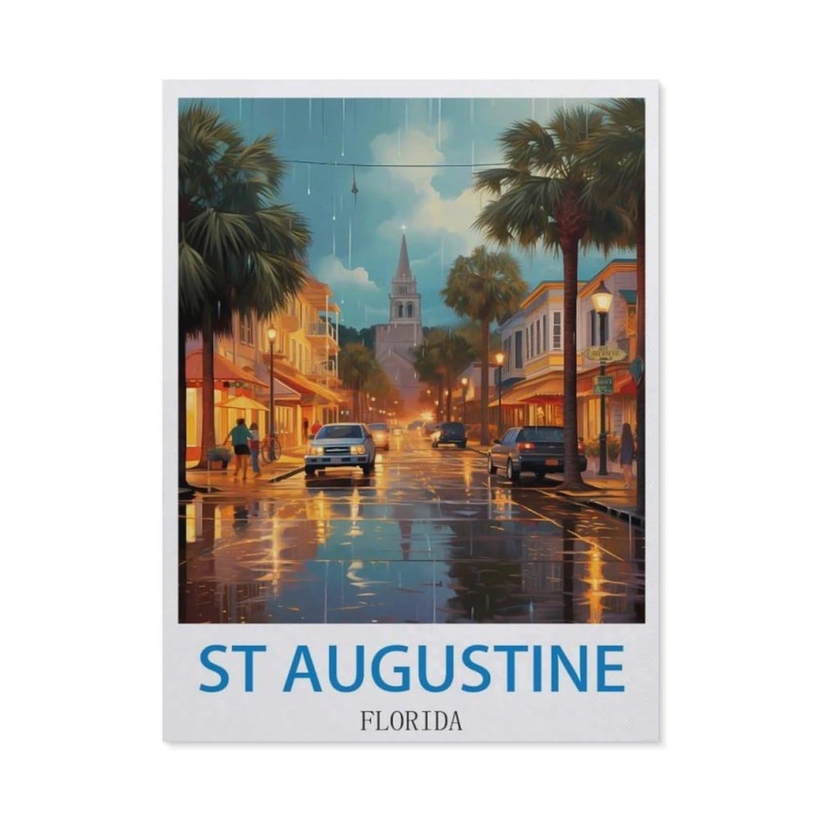 BEAYODKP 5D DIY Full Round Drill Diamond Painting，St Augustine Florida，Embroidery Full Round Diamond Cross Stitch Rhinestone Mosaic Decor Gift（30 x 40 cm/11.81 x 15.74 inches）-CM97