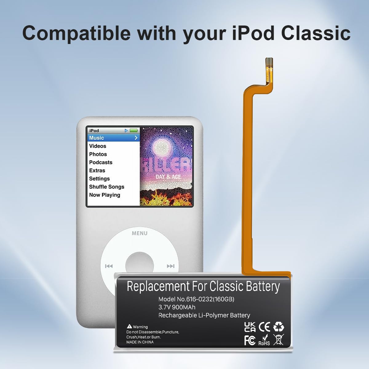 Amazon | iPod Classic用バッテリー、900mAh新アップグレード大容量616 