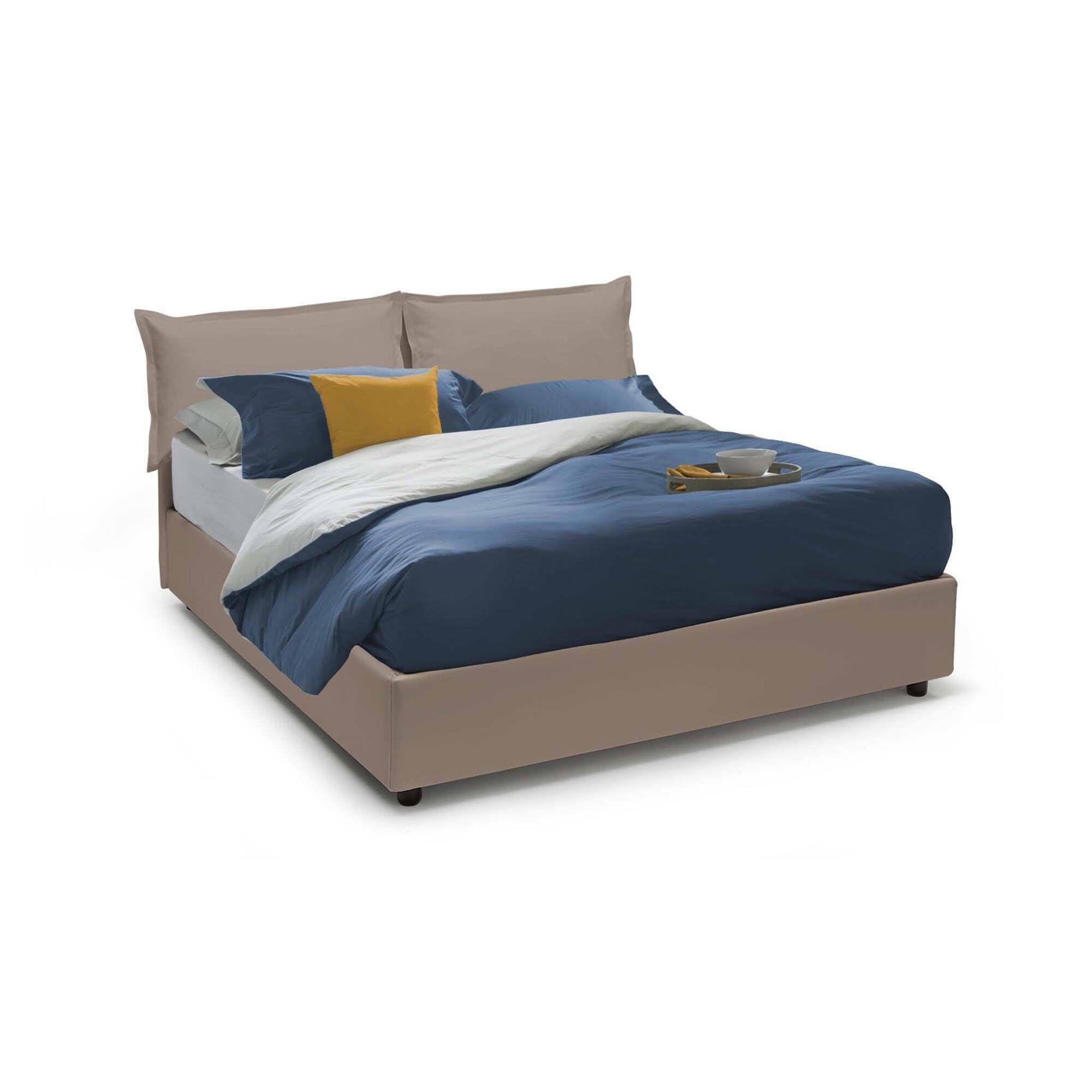 Talamo Italia - Lit double Michela, lit coffre avec revêtement en éco-cuir, avec matelas 140x190 cm inclus, 100% Made in Italy, gris tourterelle