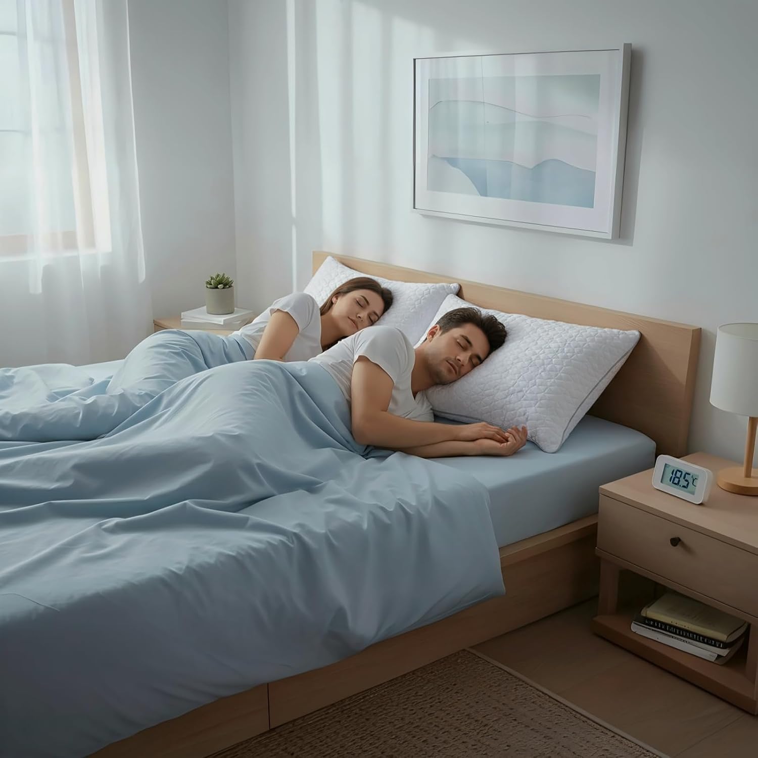 Cooling King Size Pillows Set of 2, Shredded Memory Foam Pillows, Adjustable Firm Bed Pillows Cool Cold Pillow for Hot Side Back Stomach Sleepers with Removable Washable Cover, 20" x 36", White