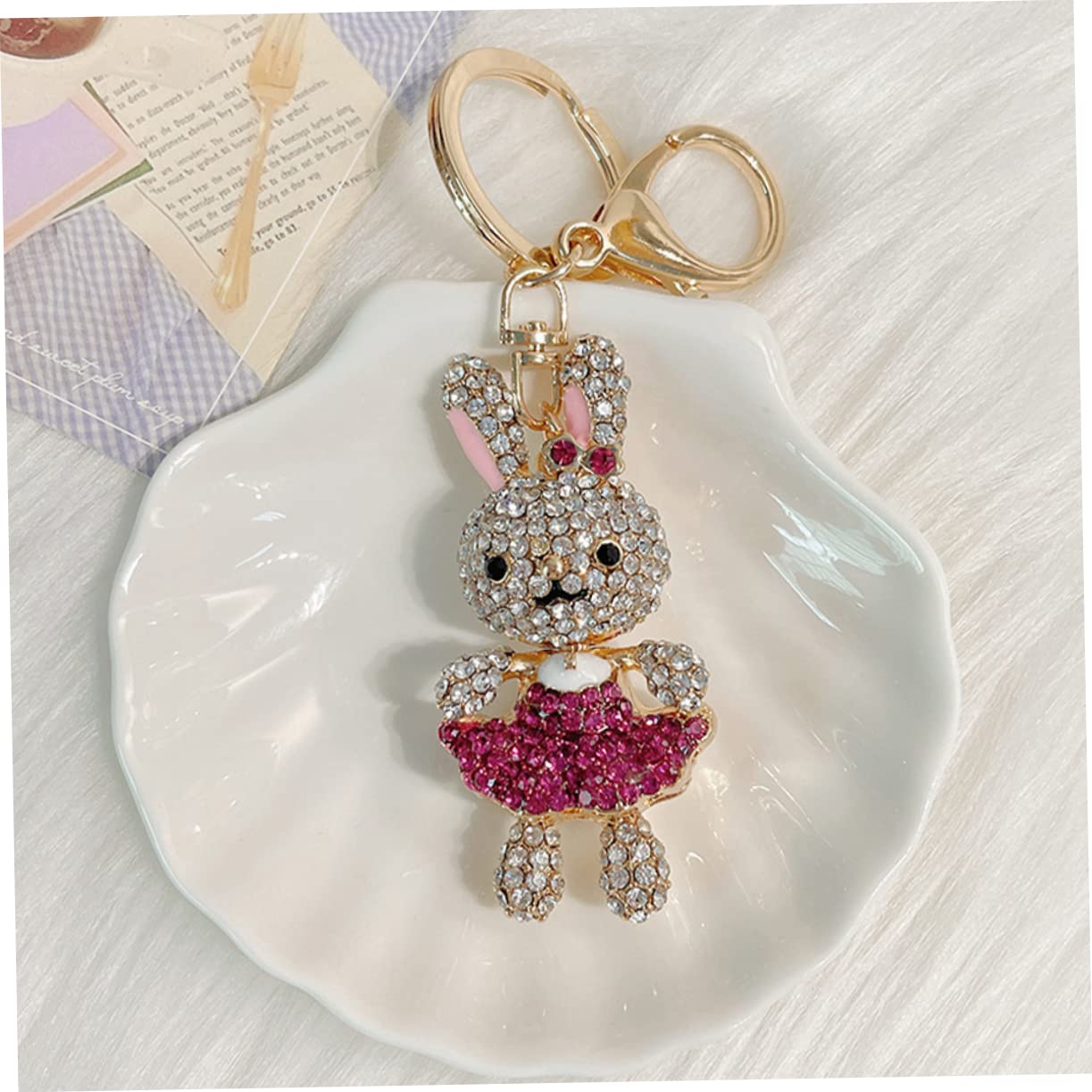 3piezas De Conejo Rhinestones Colgante Decorativo Para Mochilas y Llaves Adolescentes