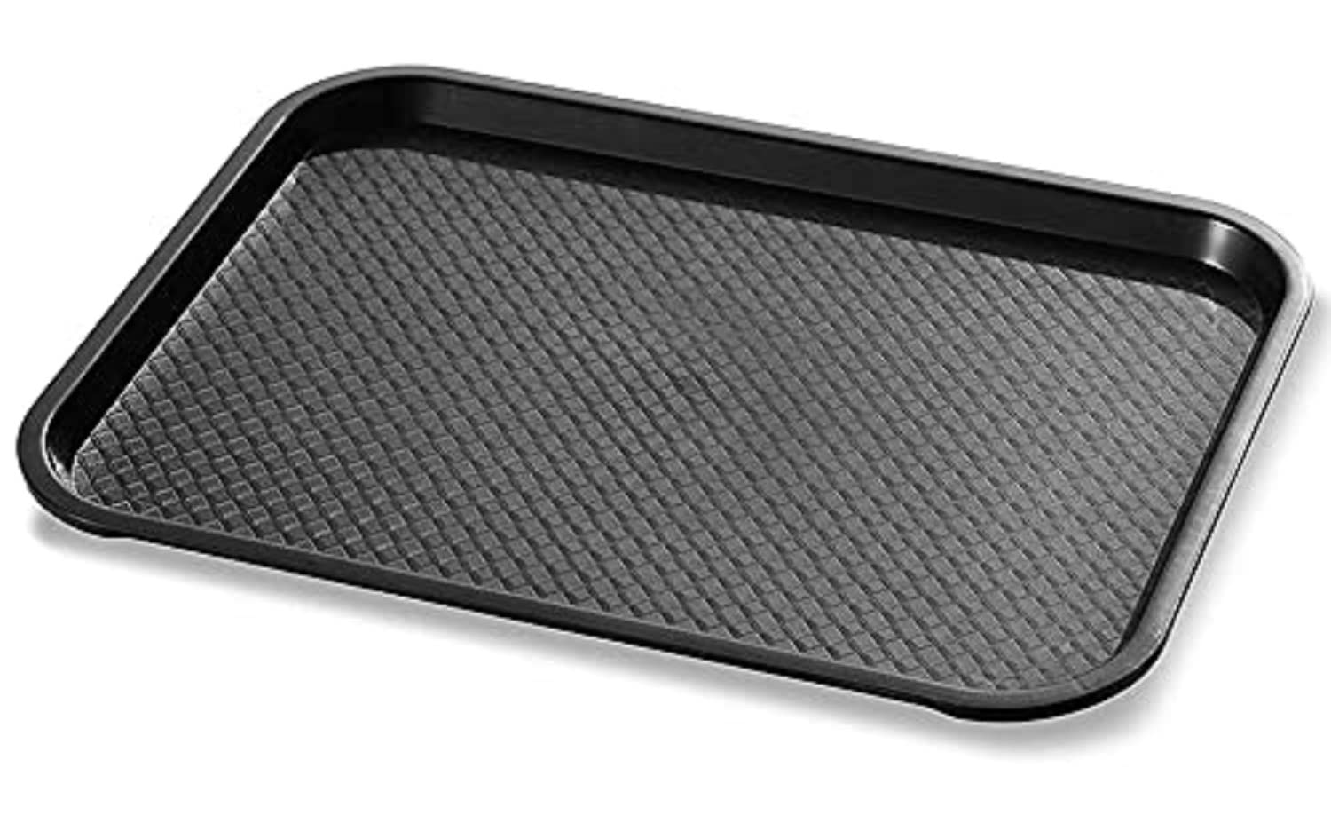 Decornt Serving Platter/Large Tray; Made of Premium Plastic; Rectangular Shape; Length 16 Inches X Breadth 12 Inches; Pack of 1; Black Color.
