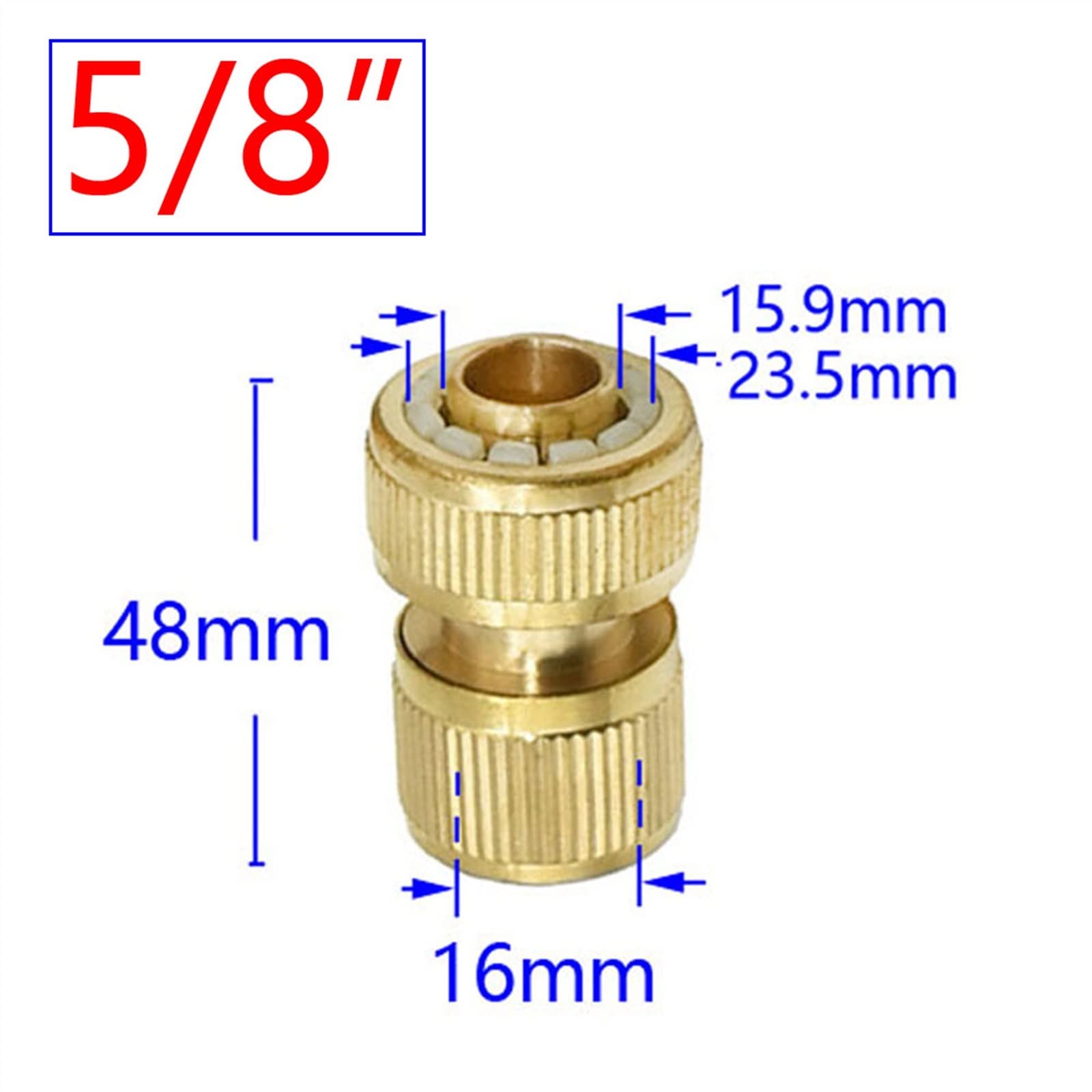 GANDE Conector rápido de Manguera Conector Waterstop de Cobre 16mm 20mm Adaptador de Manguera de riego 5 uds (Color : 1I2)