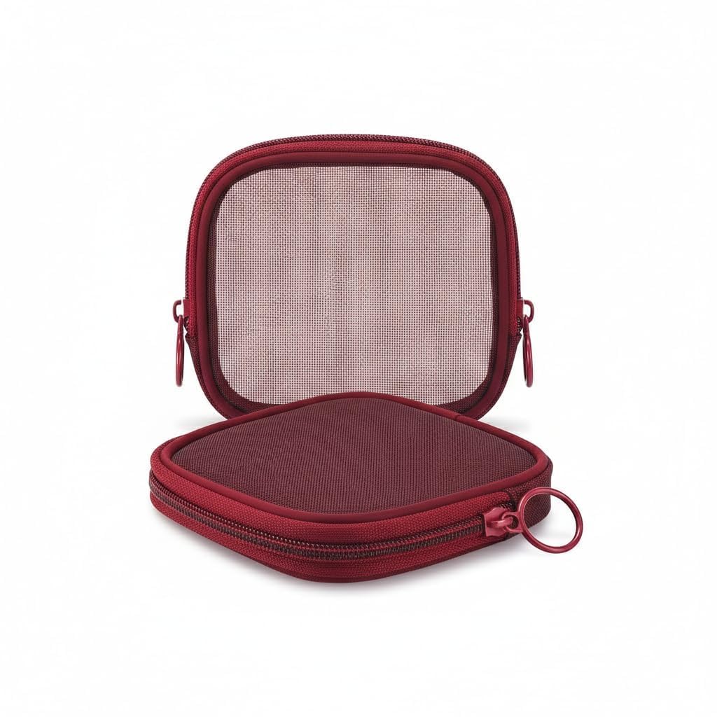 Mini Zipper Mesh Cosmetic Pouch, Burgundy, Travel Organizer Set, 4 Pack-image-40
