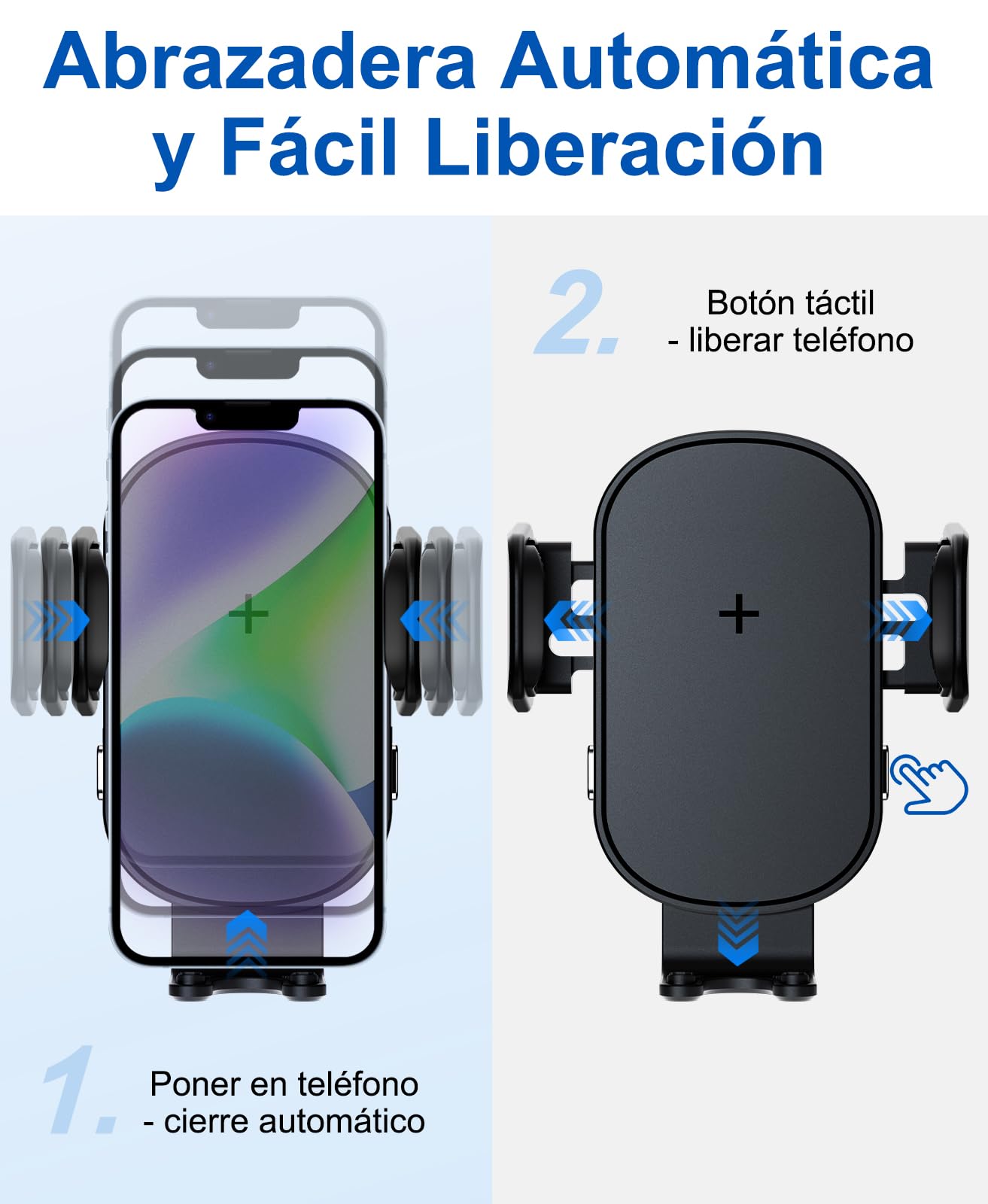 Beeasy Qi 15W Cargador Inalámbrico Coche-Wireless Car Charger Soporte Estable con Rotación 360° con Bloqueo Automático Rápida Salida de Aire para iPhone Samsung Huawei LG y Otros