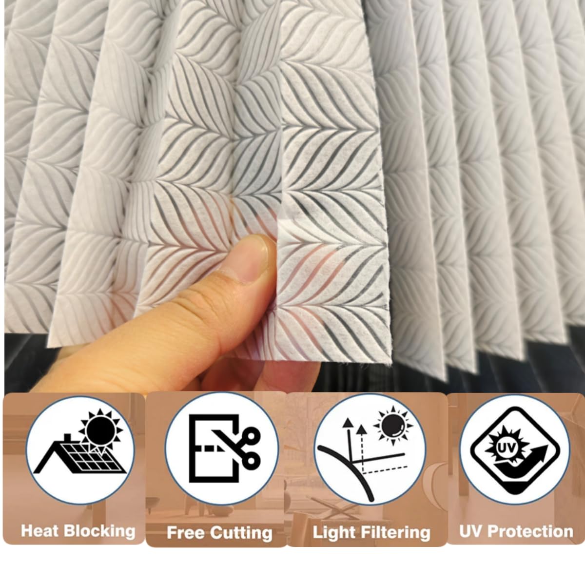 Leaf Pattern Arch Window Shade Non-Woven Arch Semi-Shading Blinds Half Circle Window Shade Curtains Half Window Moon Shades Bedroom Living Room Balcony Decor (White, 22x44 inch?55x110cm?)