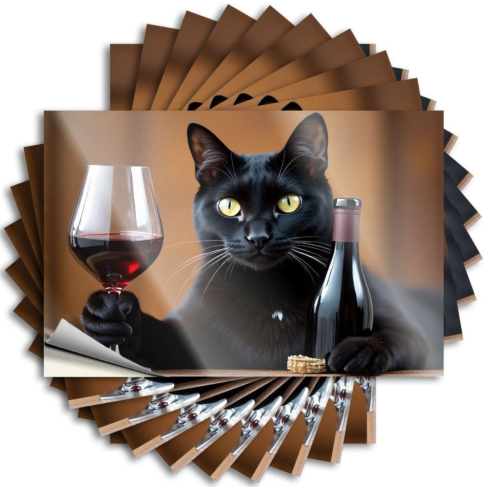 Tattoo Helmet Fall A Black Cat Holding A Glass of Red Wine. for Math - Haves Easy Peel Removable(8X12CM)