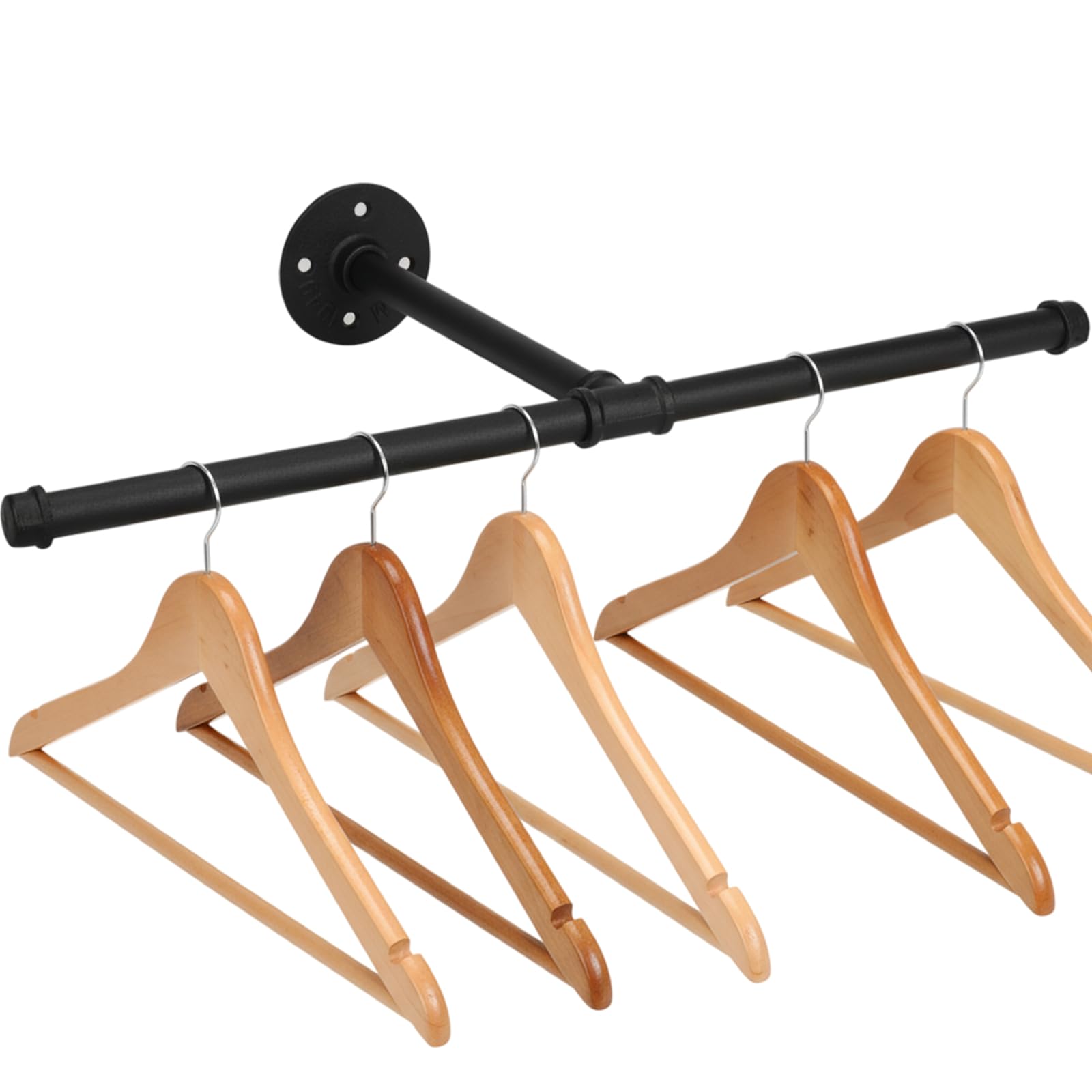 Cast Iron Wall Mounted Clothes Rack T Shaped Industrial Pipe Clothing Bar for Hanging Clothes Garment Racks for