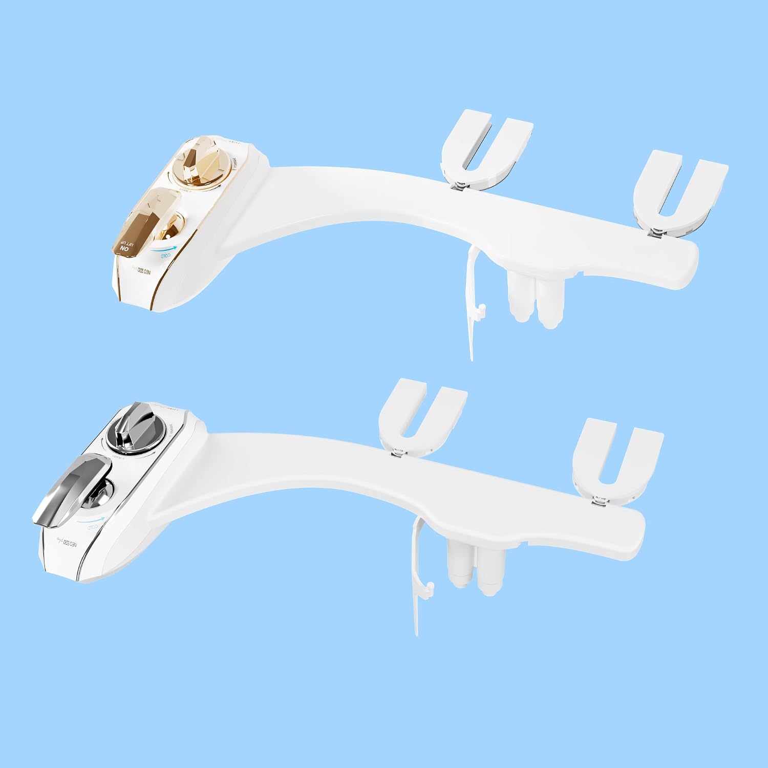 LUXE Bidet NEO 320 Plus 2-Pack Warm Water Bidet Attachments, Gold & Chrome