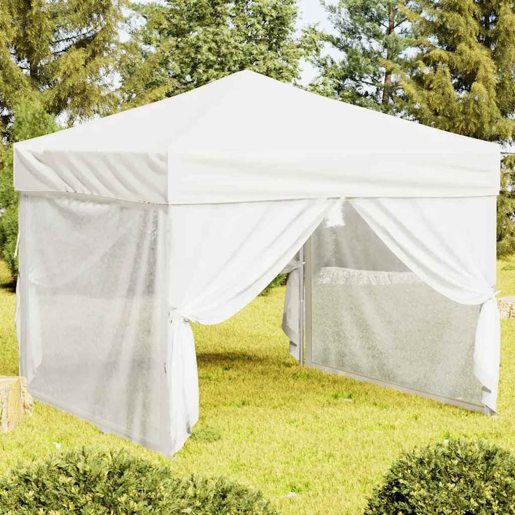 Carpa plegable para fiestas (3 x 3 m, con paredes laterales), color blanco