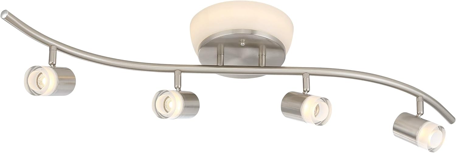 DESIGNERS FOUNTAIN 4-Lights LED Track Ceiling Light, S Bar Flush Mount Lighting Fixture for Kitchen, Living Room and Bedroom, Brushed Nickel, 1049TFD3H-35