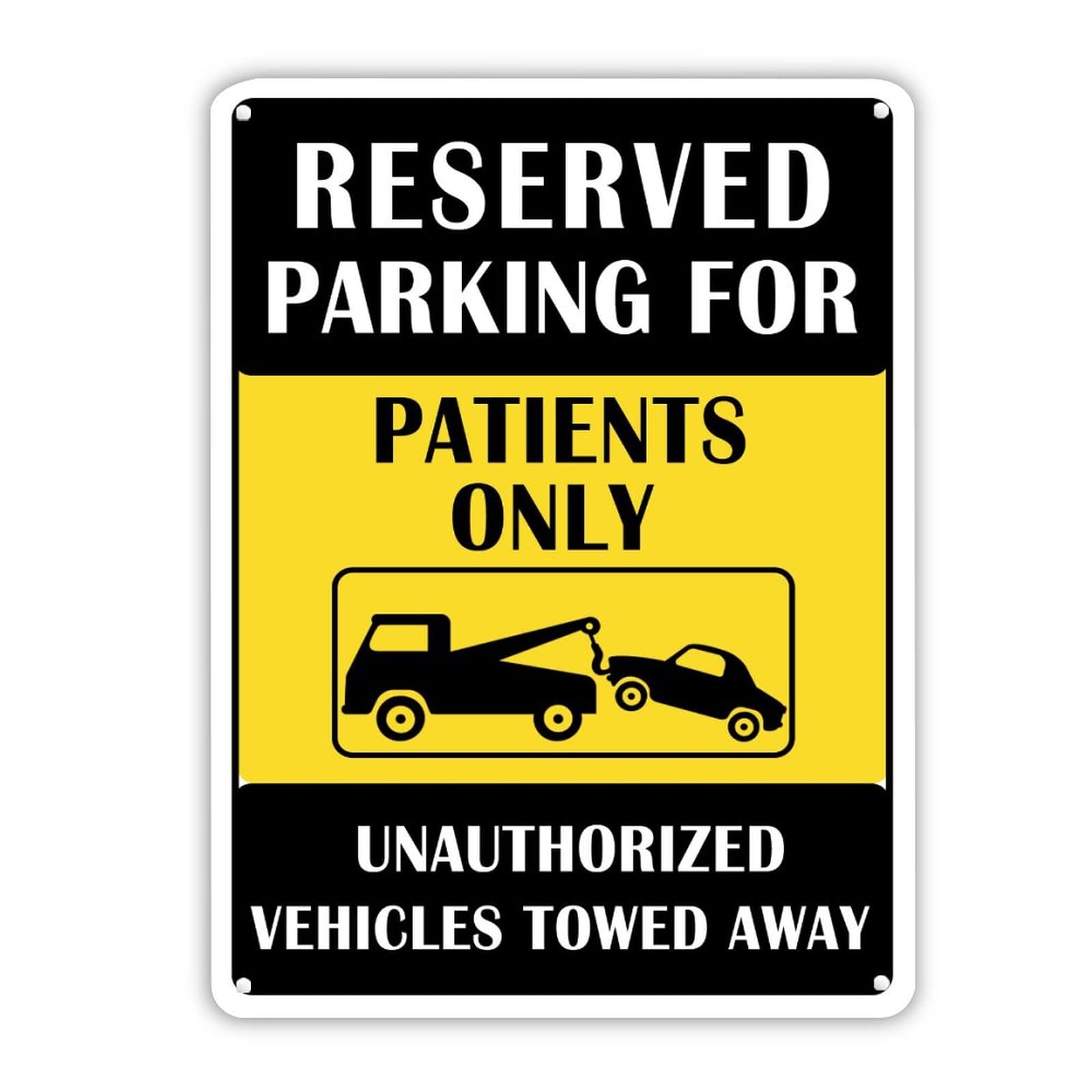 Warning Aluminum Sign Reserved Parking for Patients Only Outdoor Durable Wall Signs UV Protected Waterproof Fade Resistance Tin Wall Art Decor for Garage Home Gate 16x12in