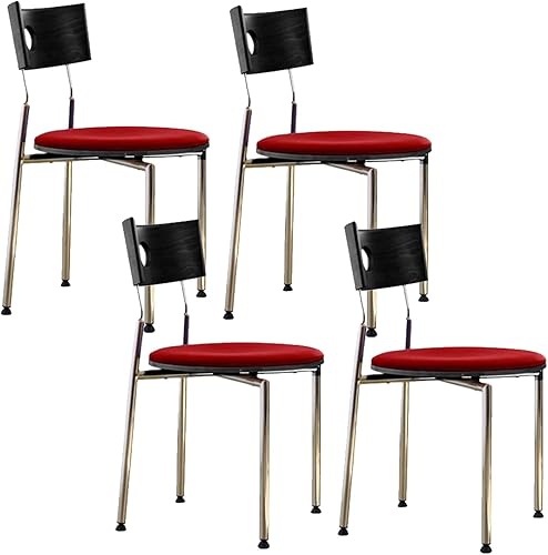 Miniatura 24 de Stackable Dining Chairs Set, Kitchen Chair with Curved Backrest, Upholstered Living Room Chair, Occasional Seat Dining Room Chairs with Metal