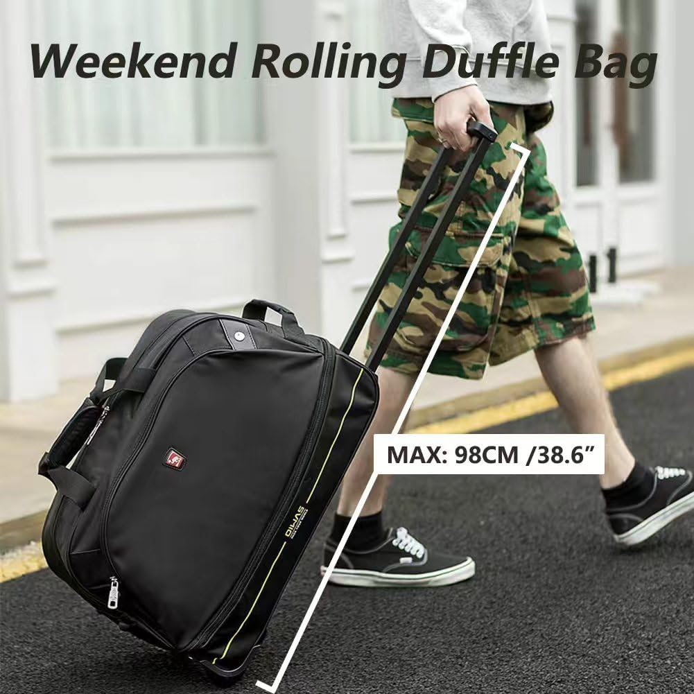 OIWAS Small Rolling Duffle Bag with Wheels, Travel 22 inch Carry On Luggage Unisex-Adult Short Term Trips Expandable 50L to 60L - Image 2