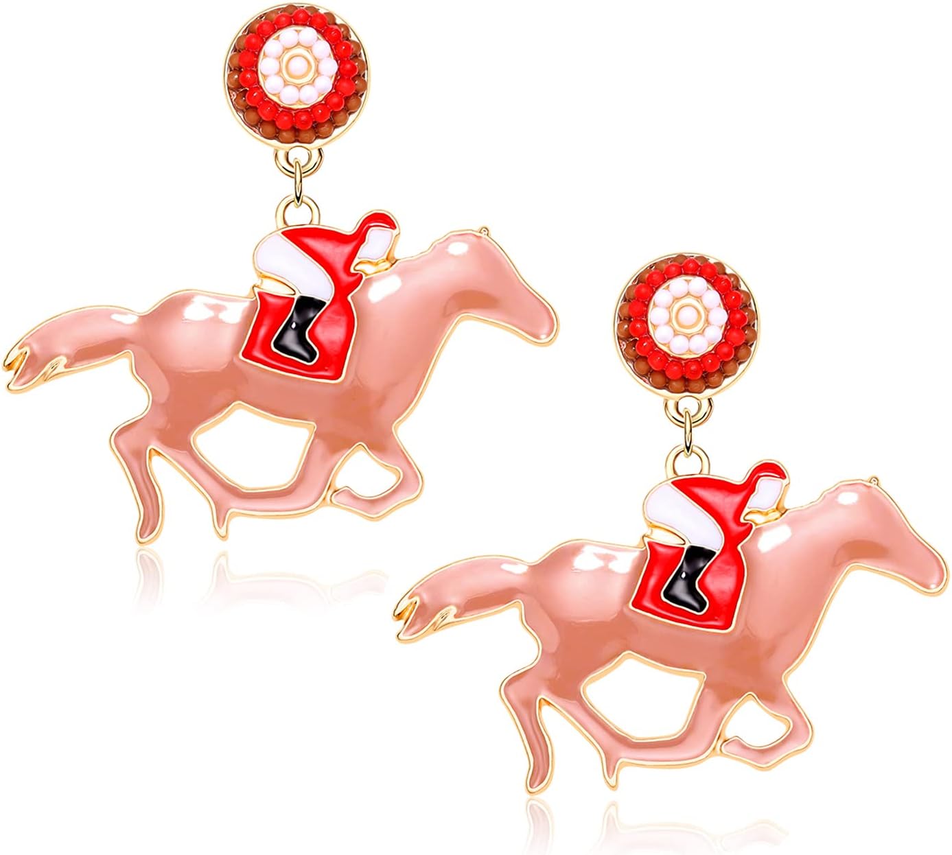 Kentucky Derby Horse Earrings - Funny Drop Dangle Dangling Earrings for Women, Western Cute Horse Racing Gift