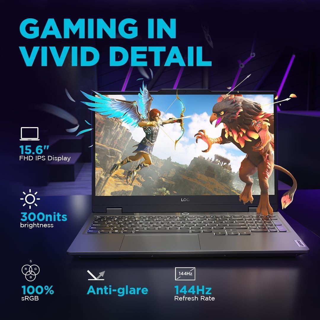 Lenovo LOQ 15.6 Gaming Laptop RTX 4060-13th Gen i7-13700H 14 Core - FHD IPS Display 144Hz - Backlit Keyboard - Windows 11 - Wi-Fi 6 - Webcam - RJ45 - HDMI Cable (32GB DDR5 RAM |2TB PCIe SSD)