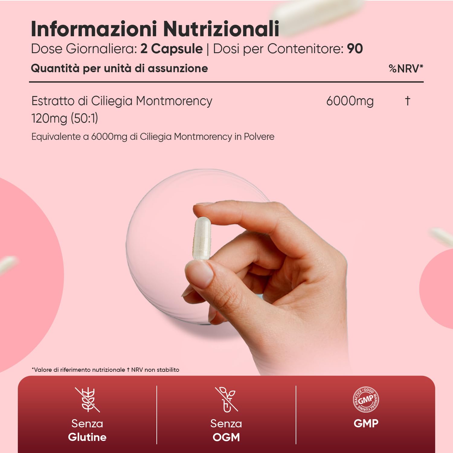 Montmorency Cherry in 180 Capsule Vegane, 6000mg per Dose (3 Mesi di Scorta), Estratto 50:1 di Ciliegia Prunus Cerasus, Integratore Cherry Montmorency Senza Glutine né OGM, Prodotto nel Regno Unito
